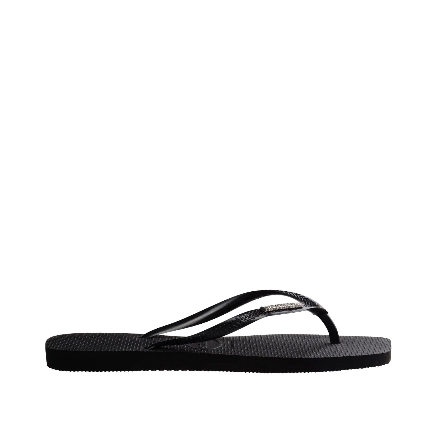 Havaianas Women's Slim Square Logo Metallic in Black/Silver