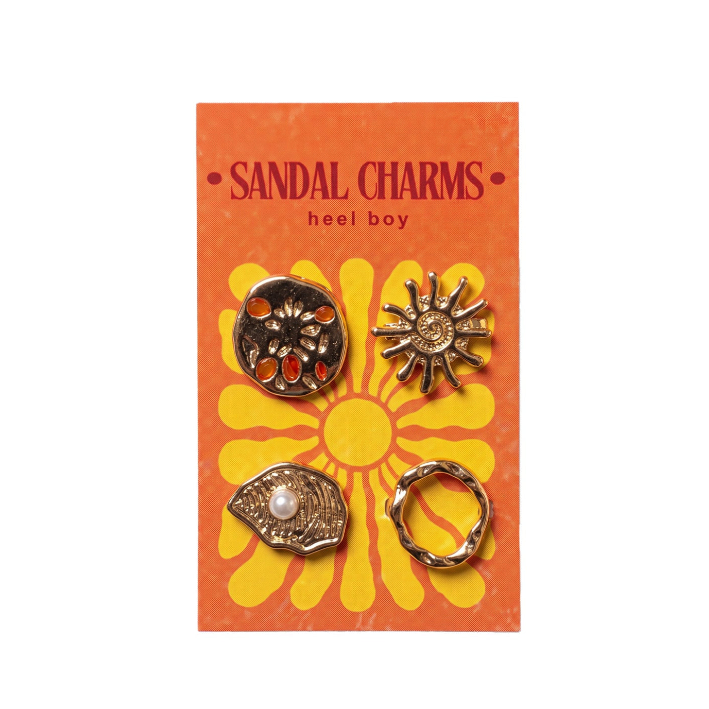 heel boy Sandal Charms in Gold Sun, 4 pack
