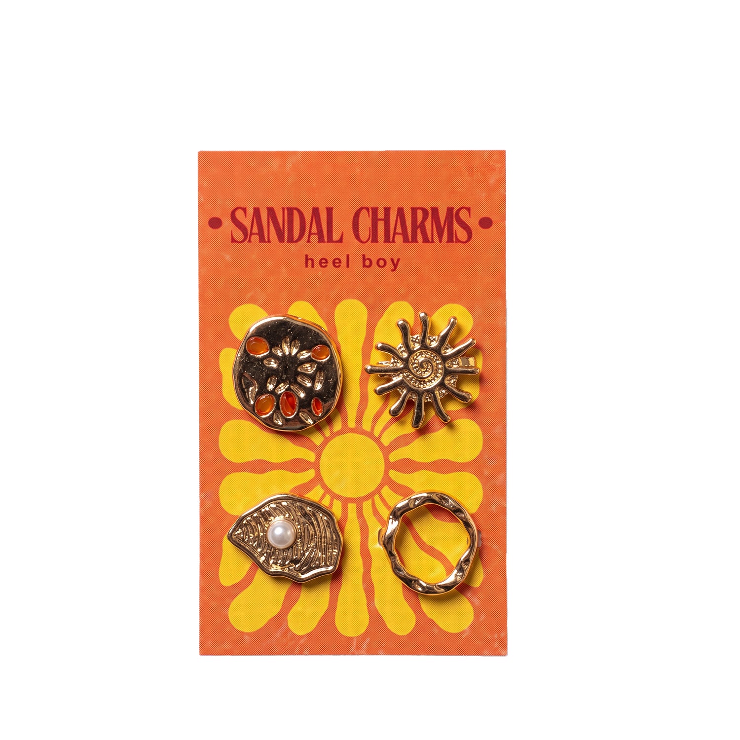 heel boy Sandal Charms in Gold Sun, 4 pack