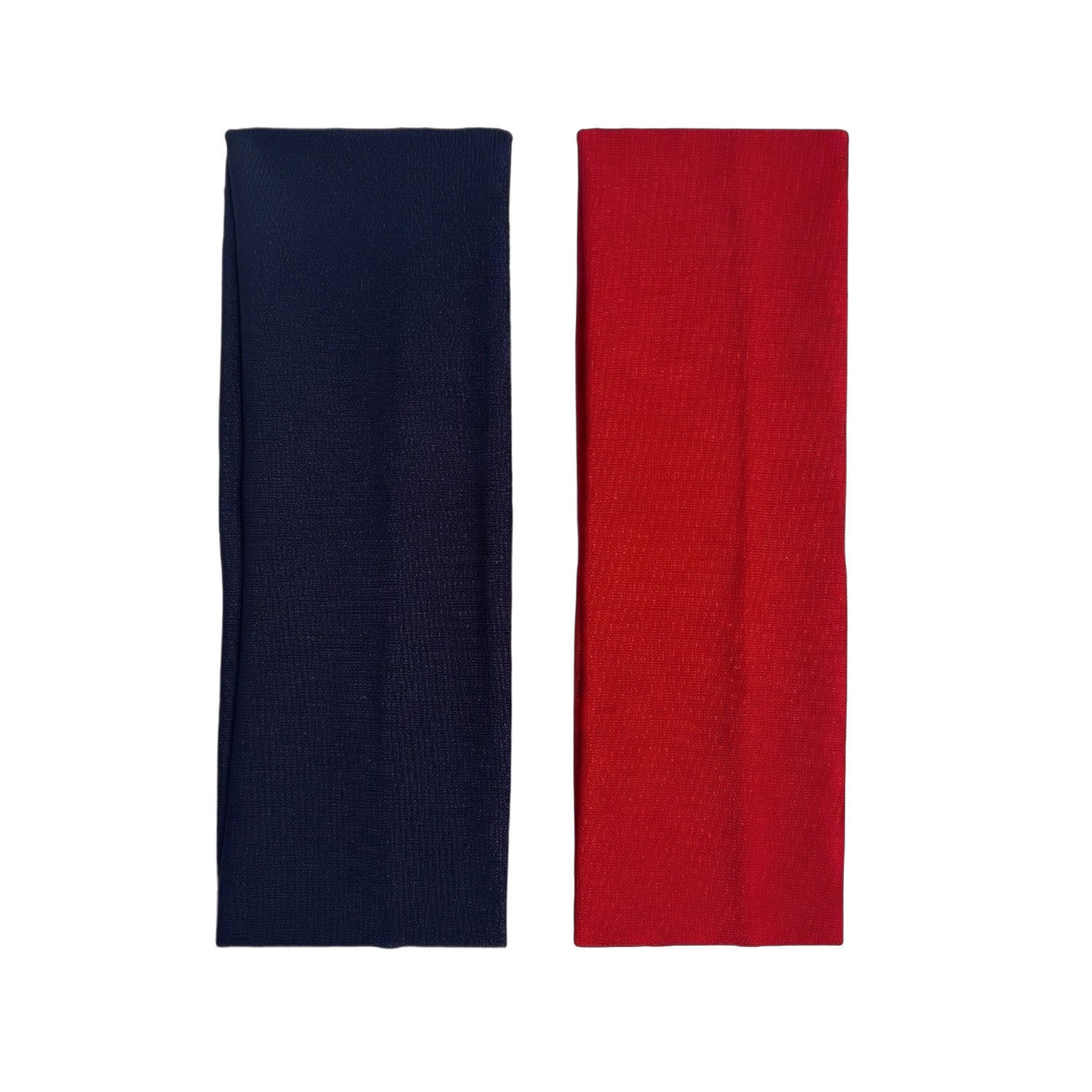 solid navy headband and solid red headband on a white background