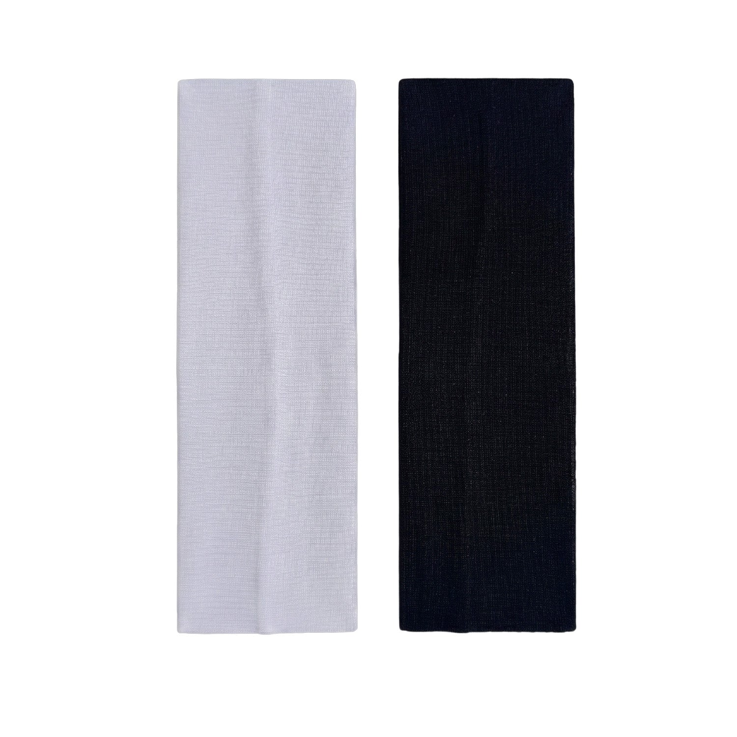 solid white headband and solid black headband on a white background