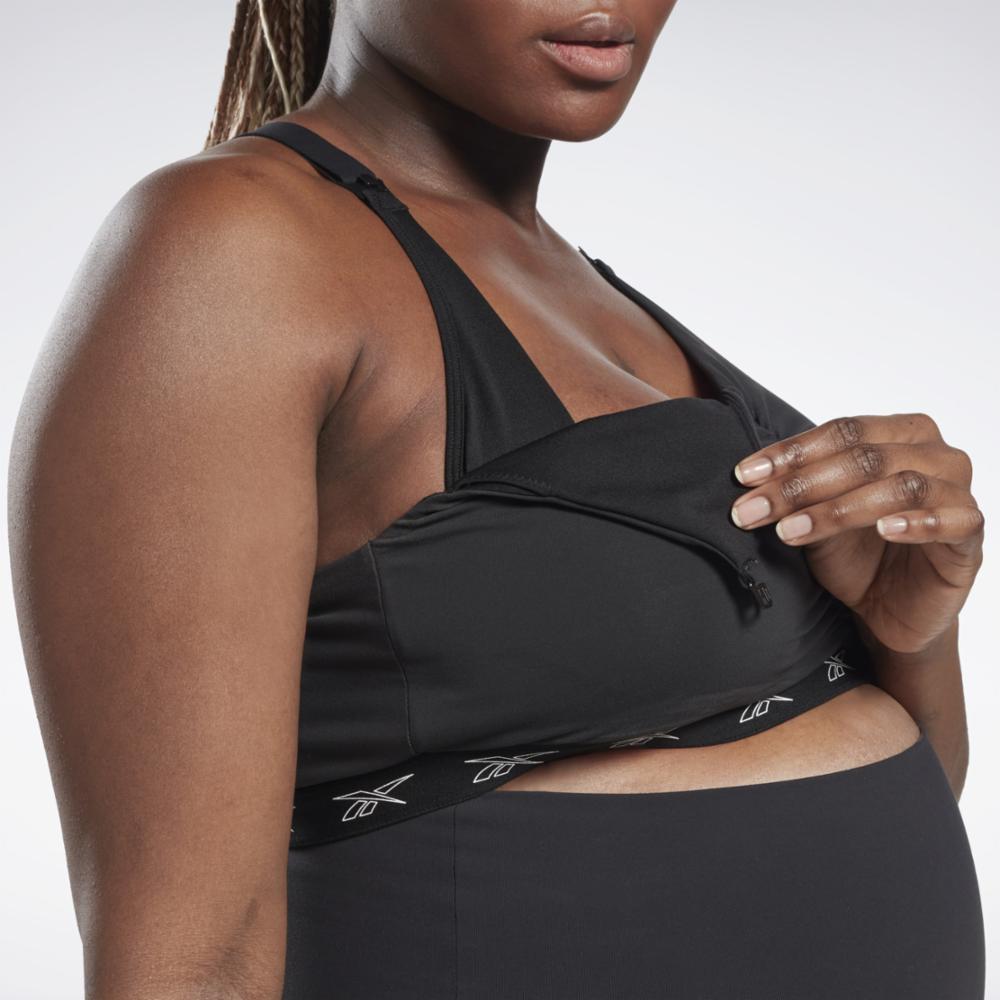 Reebok Women's Nursing Sports Bra Plus Size  In Black REG