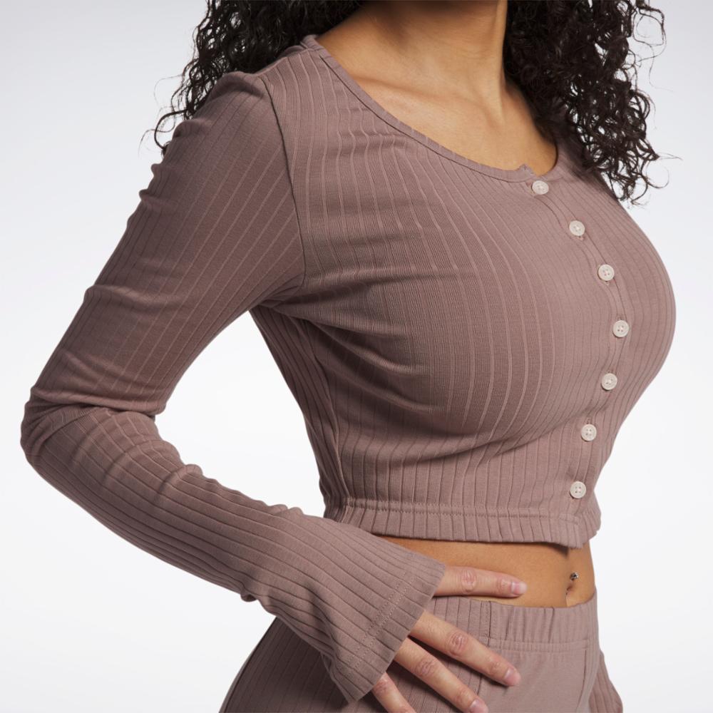 Reebok Women's Cl Wde Trend Ls Top  In Taupe REG