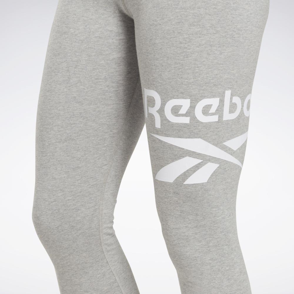 Reebok Women's Reebok Identity Big Logo Cotton Legging  In Mgreyh/White/White REG