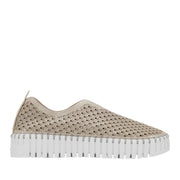 Gold-silver metallic slip-on sneaker on a white background