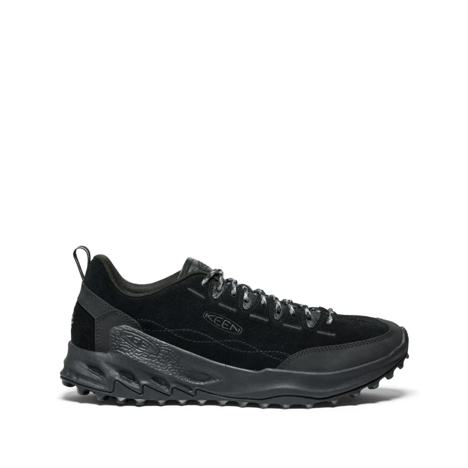 Black hiking shoe on a white background