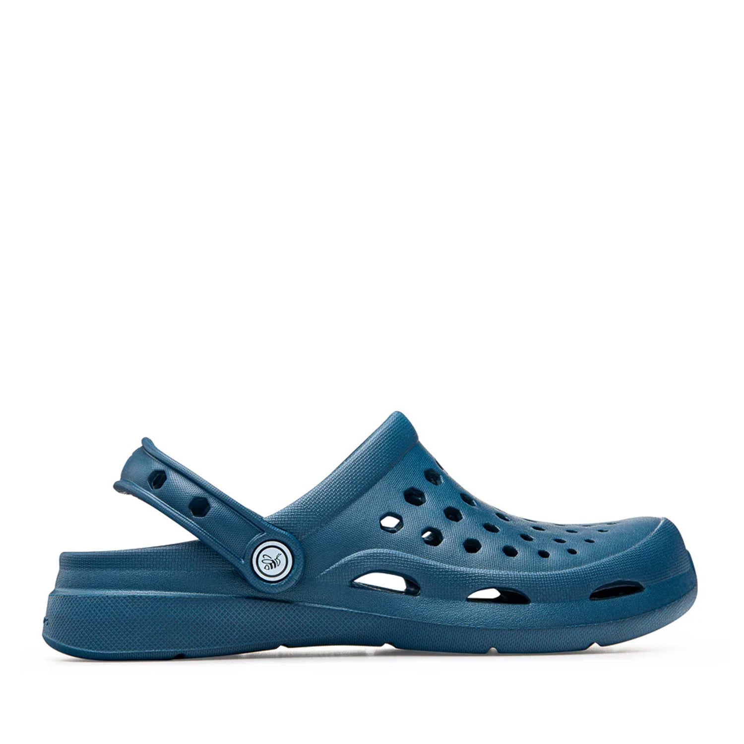 Blue clog shoe on a white background