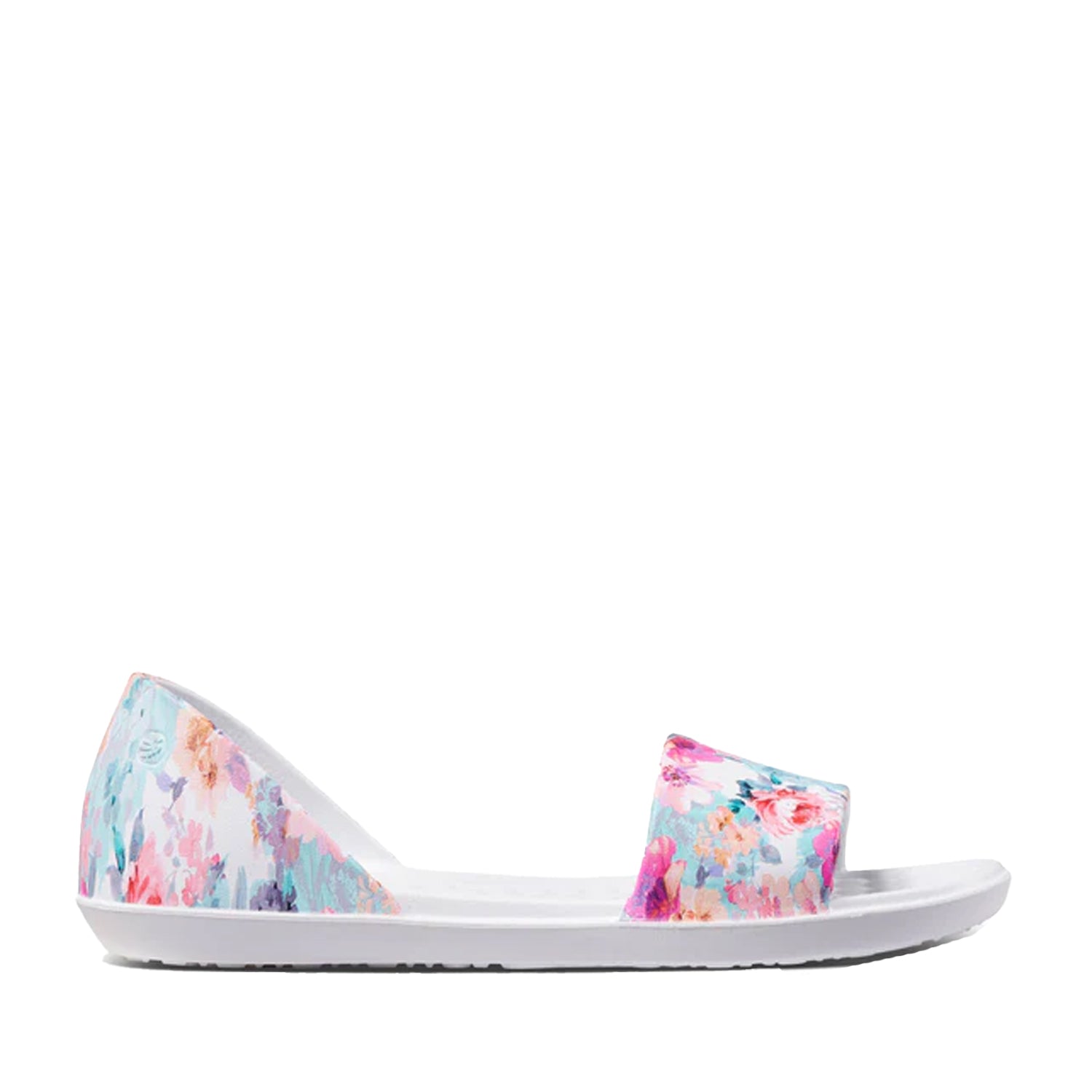 Floral slide sandal on a white background