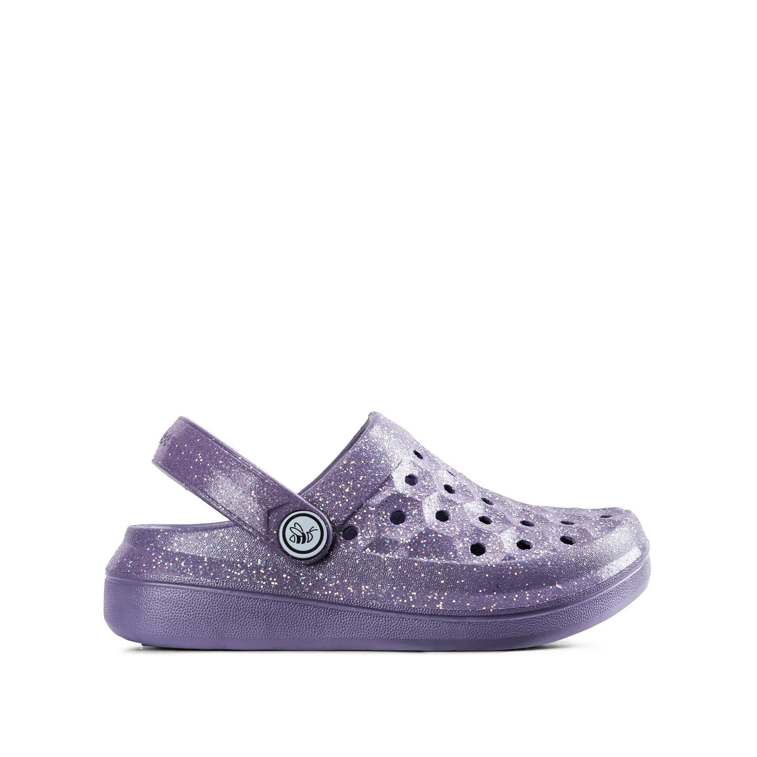 Joybees Kids' Varsity Clog in Glitter Enchantment Purple