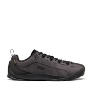 black grid-pattern nylon hiking sneaker on a white background