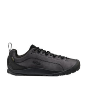 black grid-pattern nylon hiking sneaker on a white background