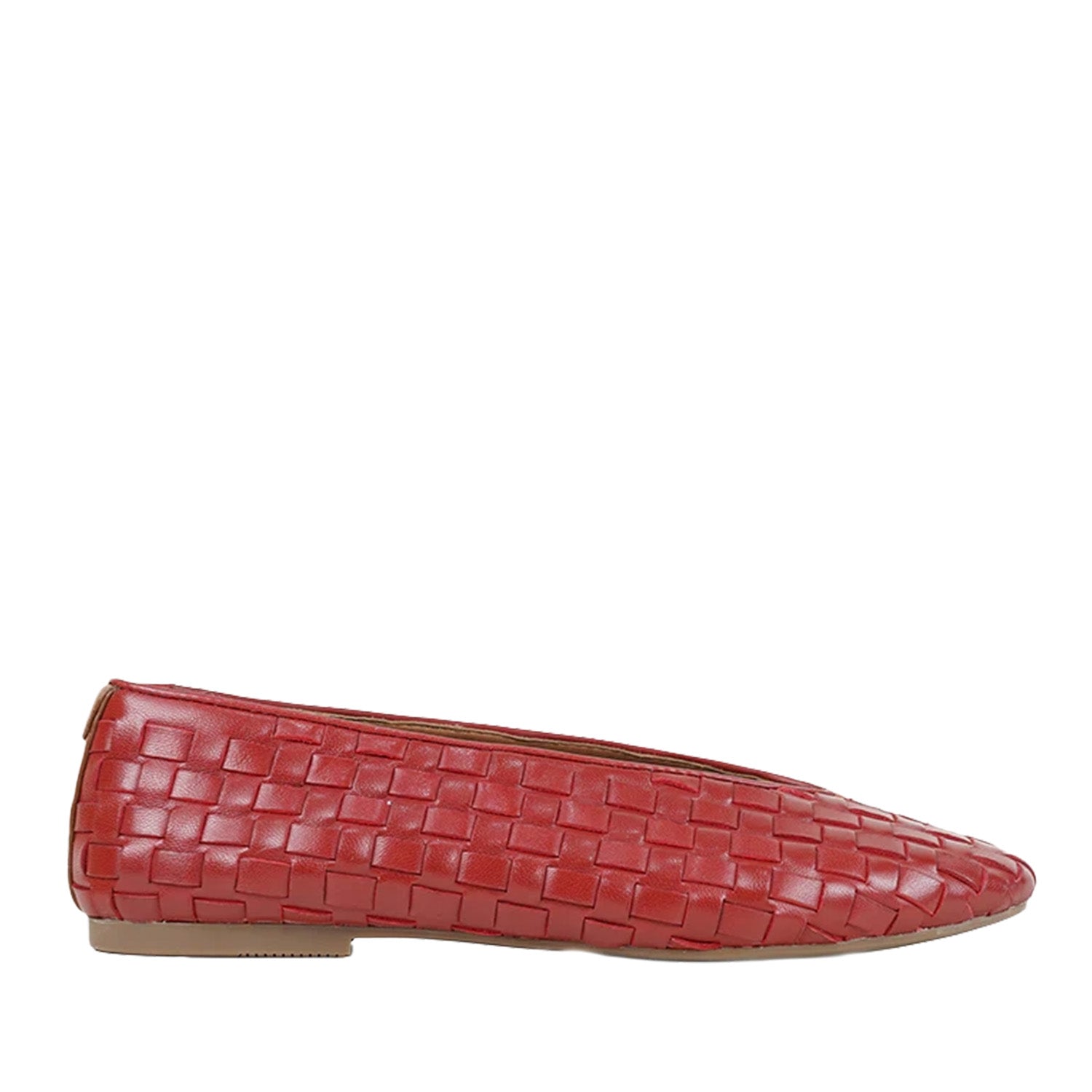 Red woven leather flat 