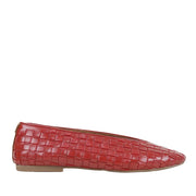 Red woven leather flat 