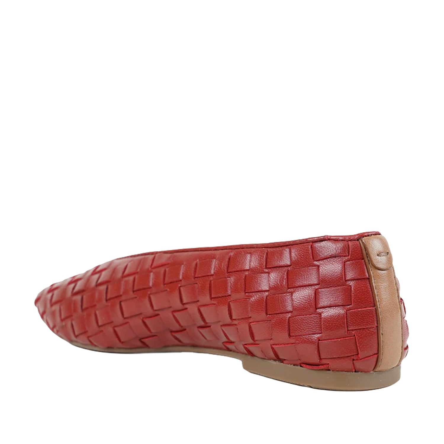 Red woven leather flat 