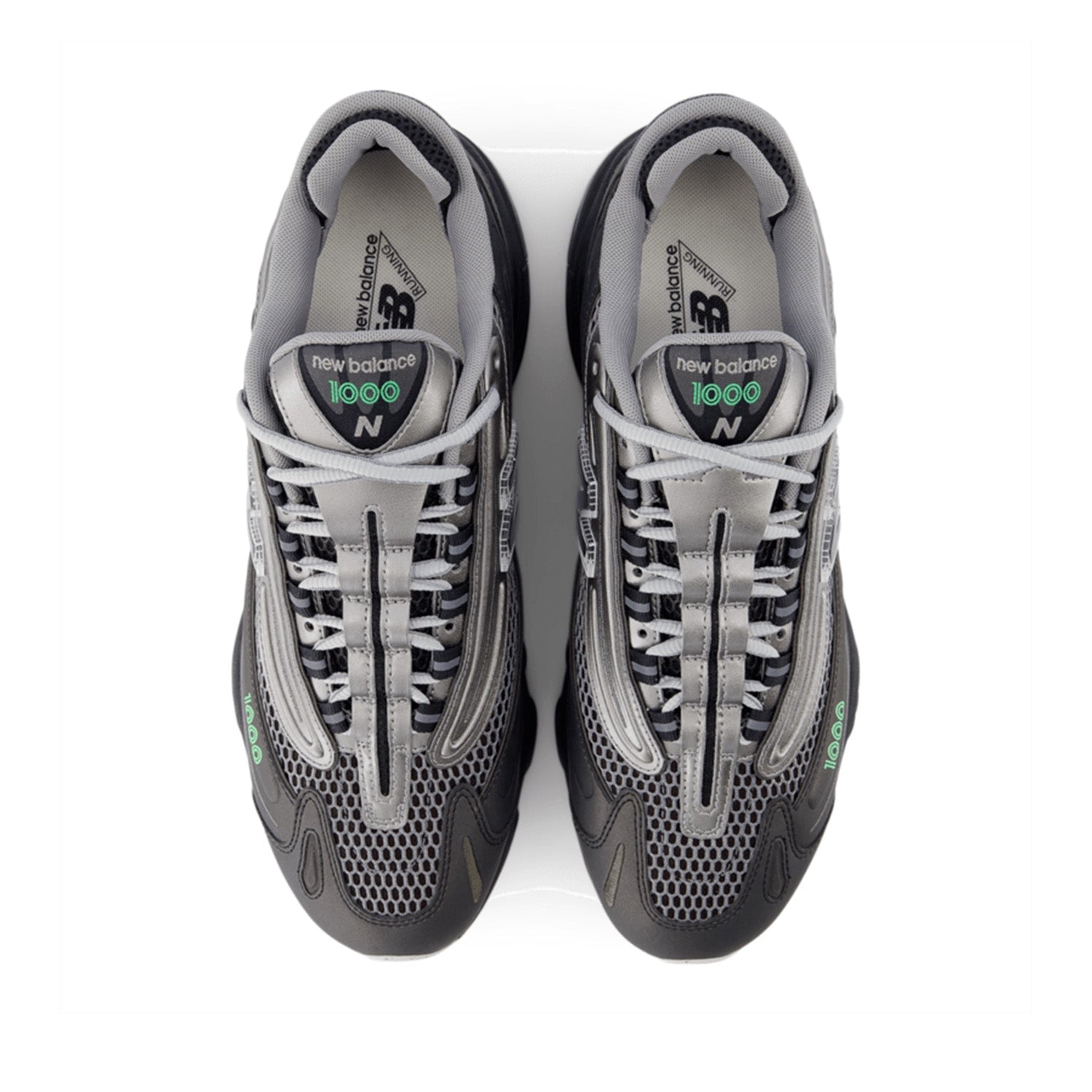 New Balance Unisex 1000 in Black with Dark Silver Metallic and Lime Leaf