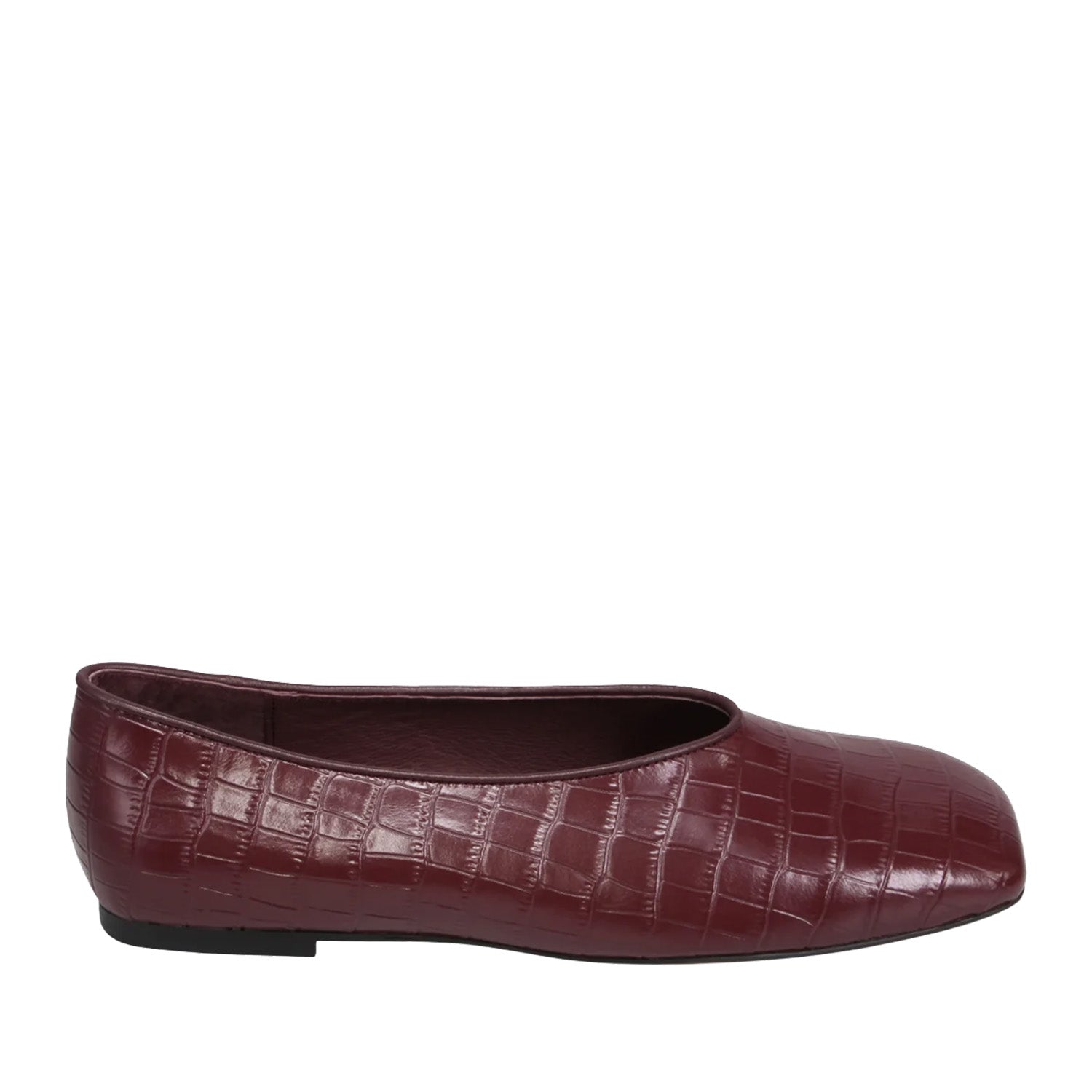 Mollini Women's Bevira Flat in Burgundy Croc