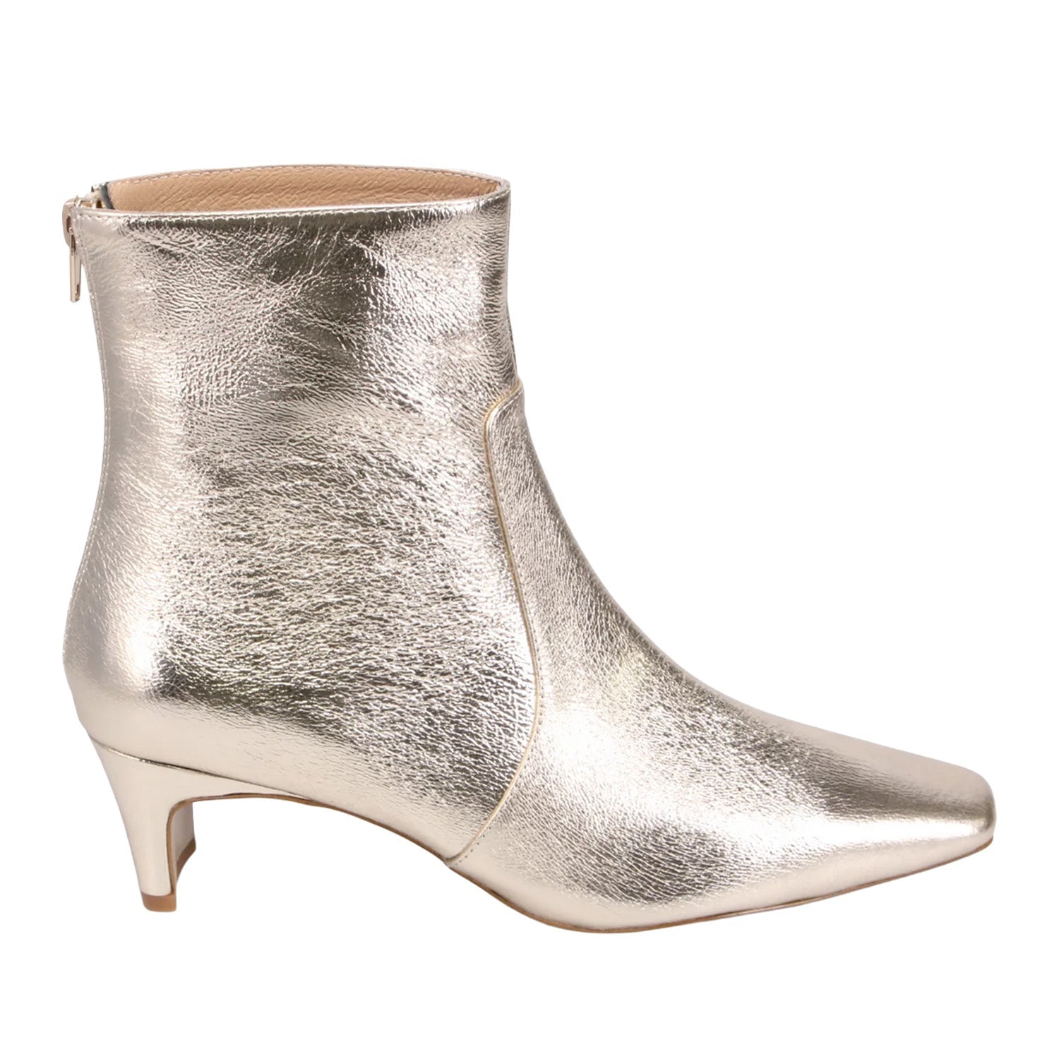 Mollini Women's Darhl Heeled Bootie in Platinum Crinkle