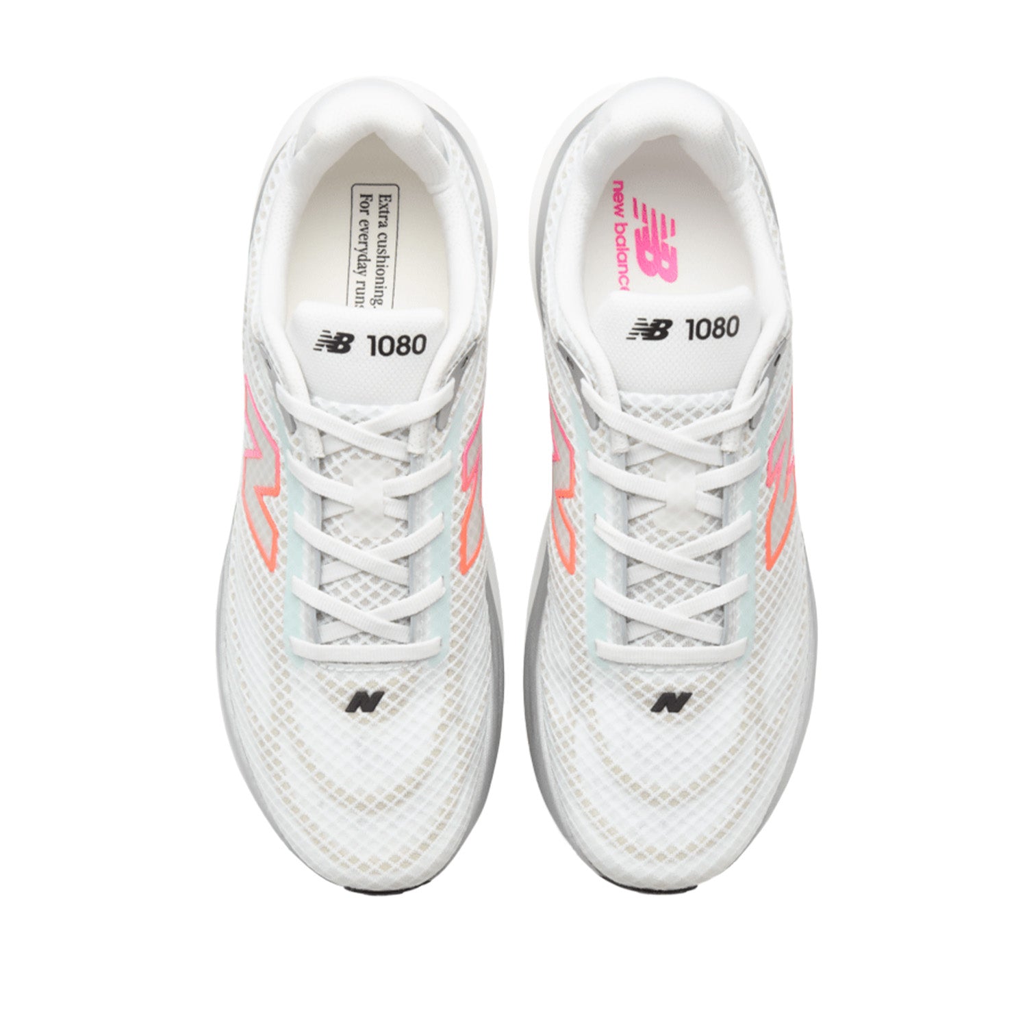 New Balance Men's 1080v15 in White/Pink Heat/Tangerine Heat