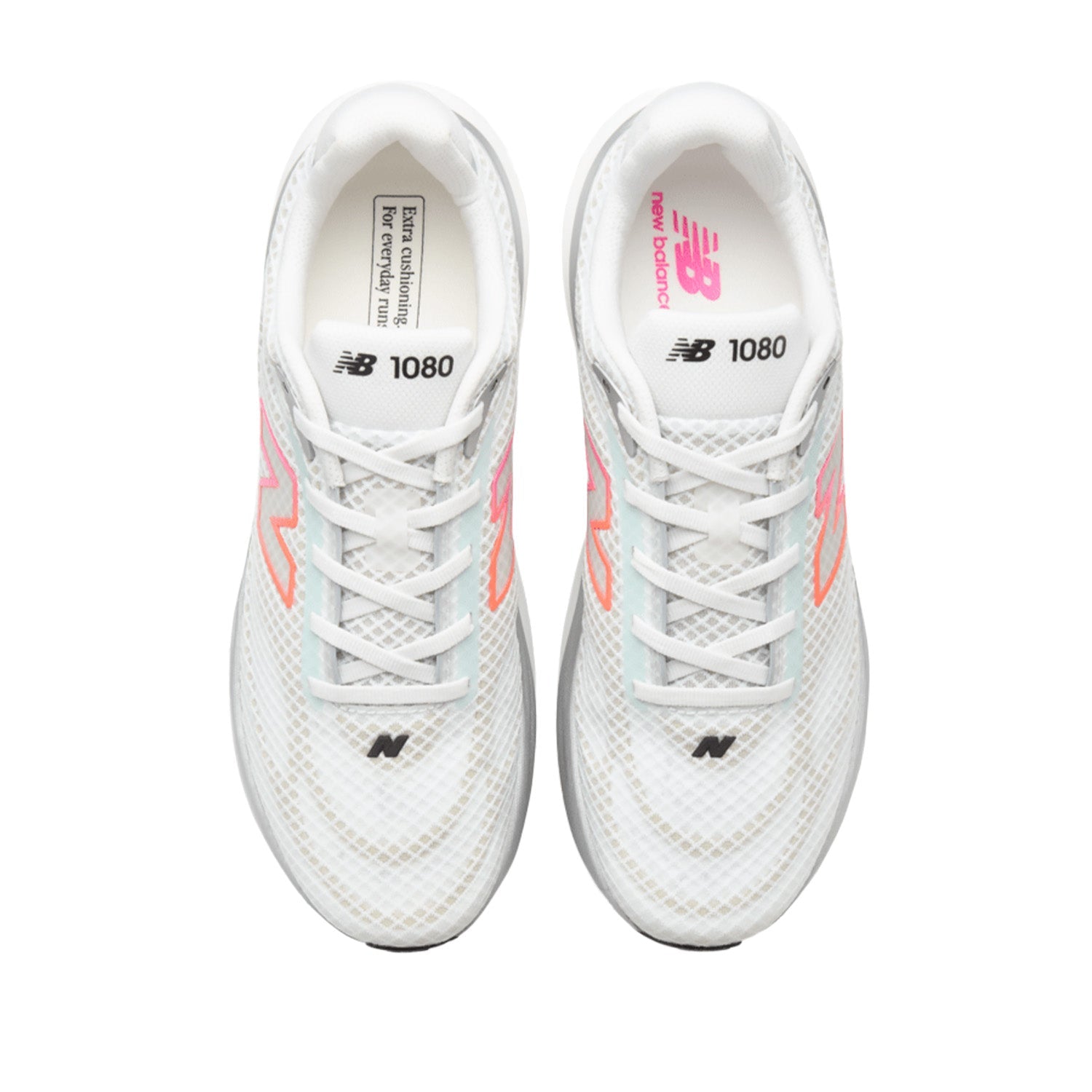New Balance Men's 1080v15 in White/Pink Heat/Tangerine Heat