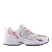 New Balance Unisex 530 in White/Pink Sugar/Silver Metallic