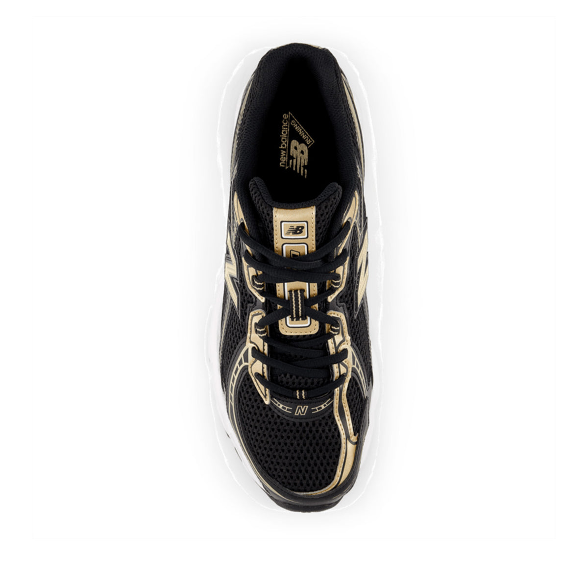 New Balance Unisex 740 in Black/Gold Metallic/White