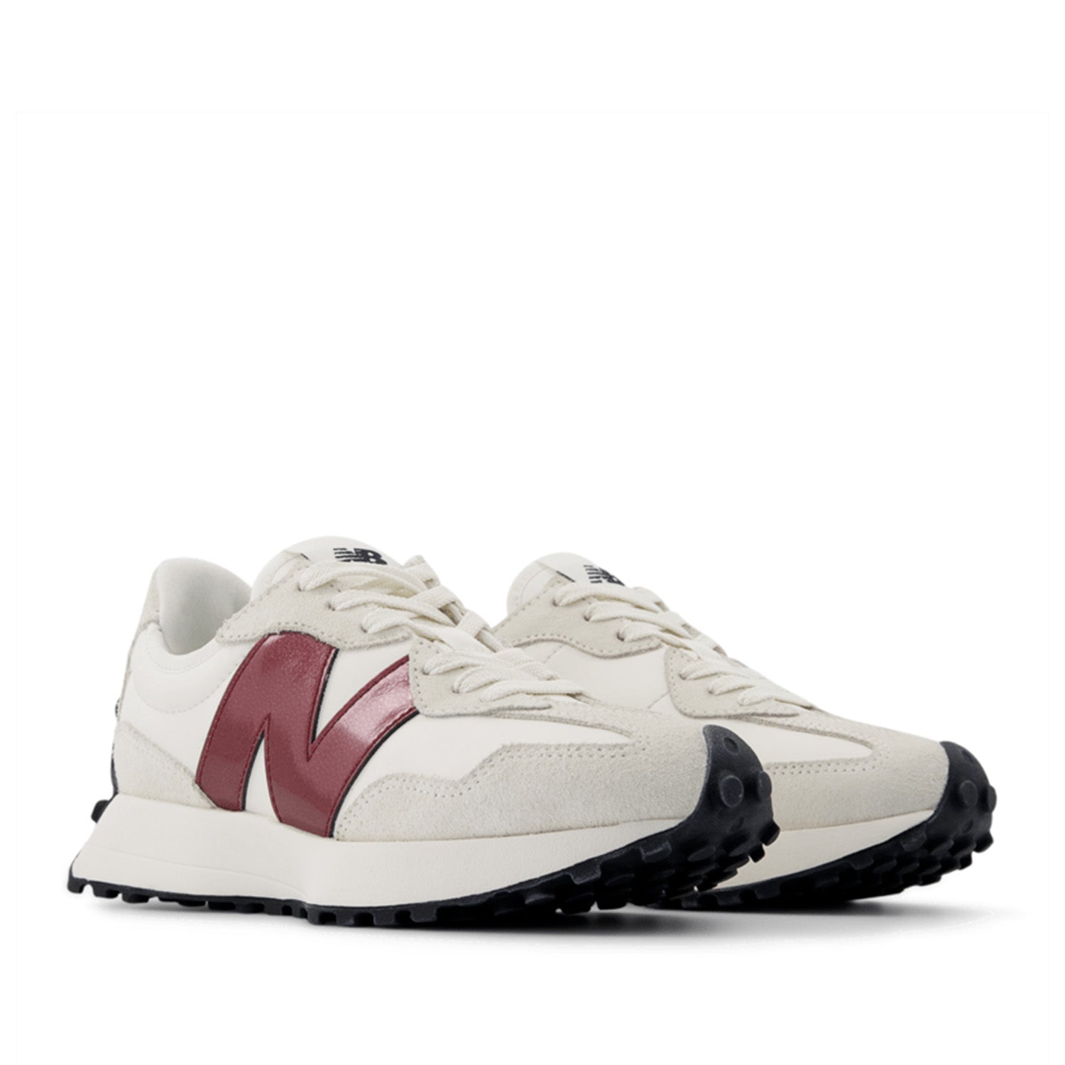 New Balance Women's 327 in Sea Salt with Monarch Burgundy
