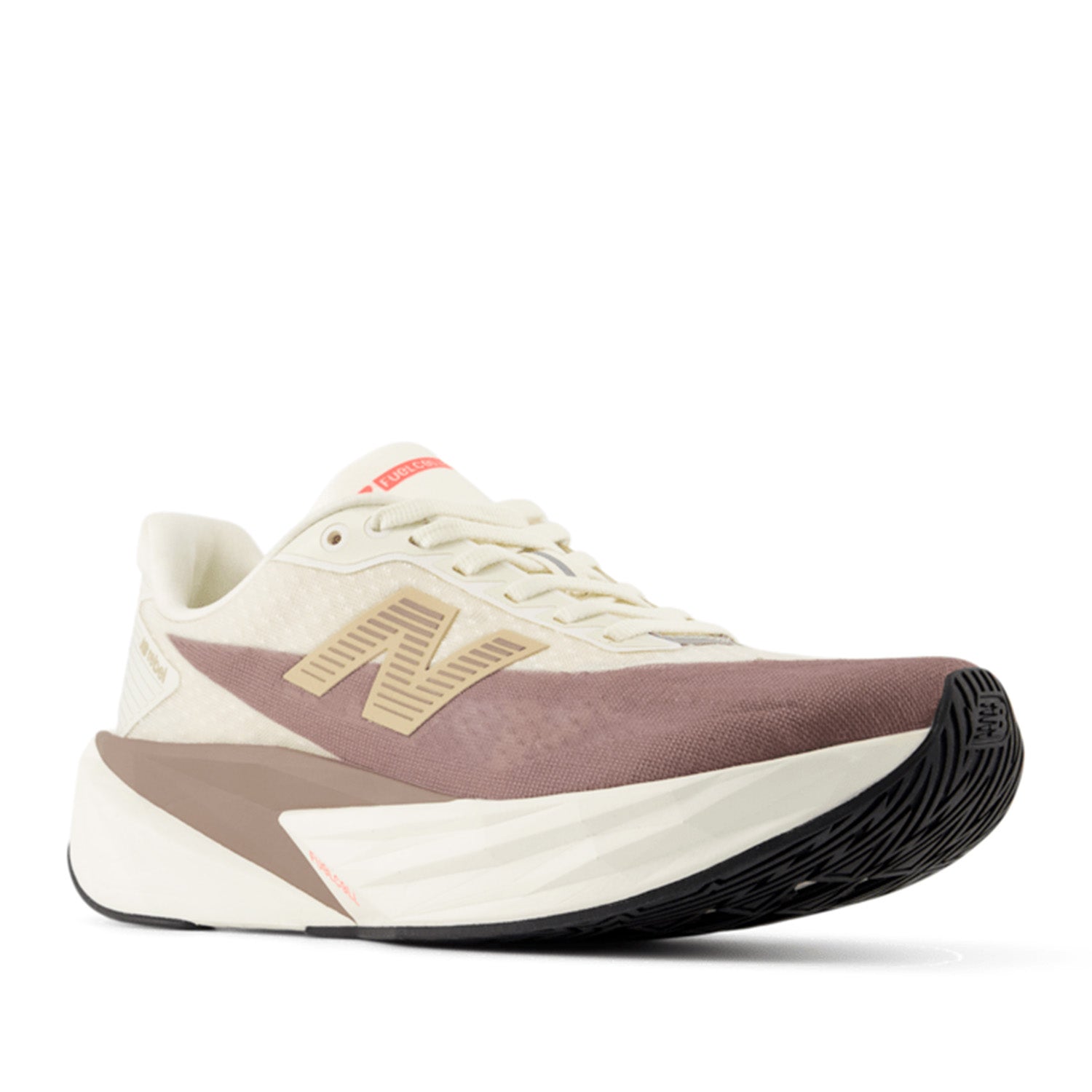 New Balance Women's FuelCell Rebel V5 in Angora Wide with Earth Shadow and Sea Salt