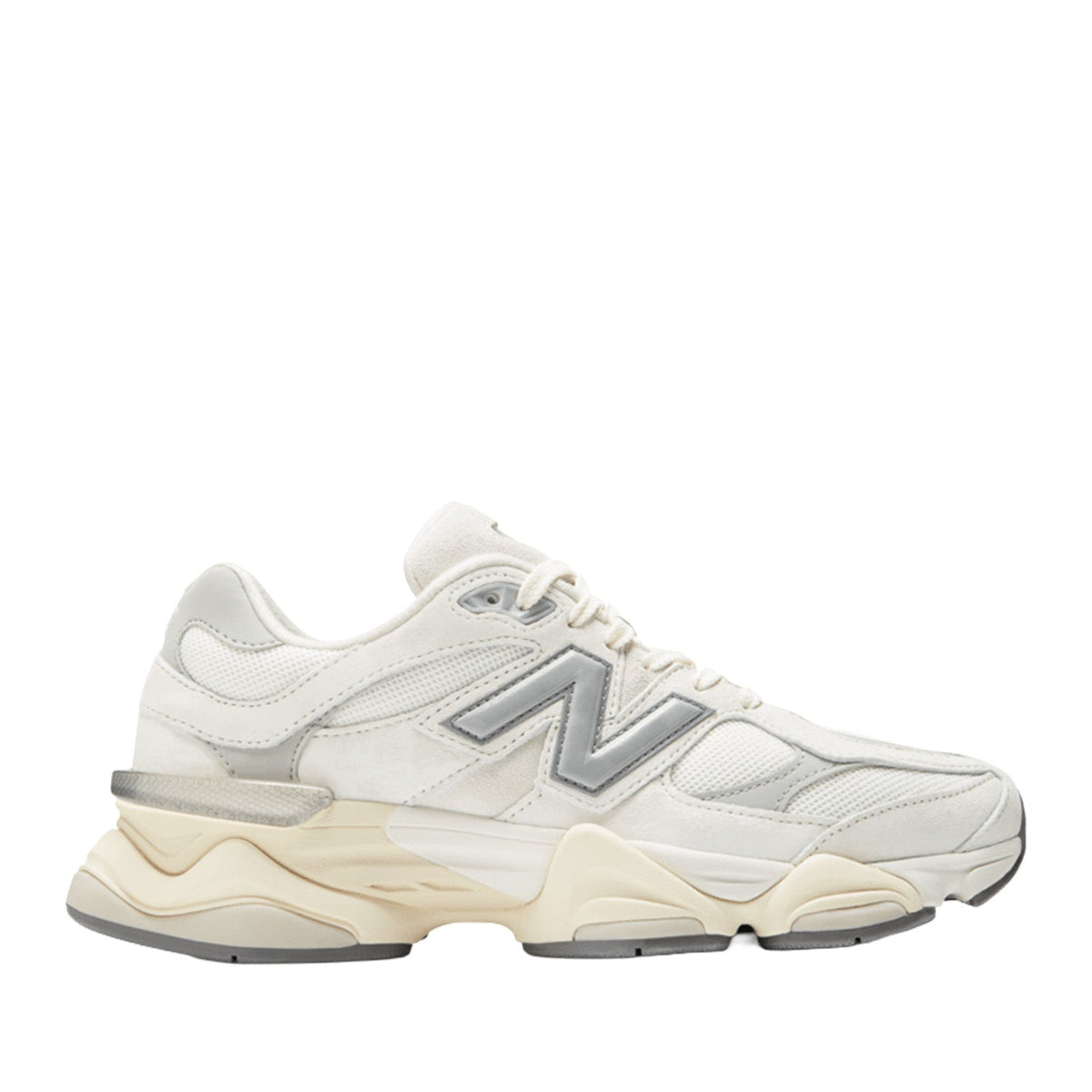 New Balance Women's 9060 in Sea Salt/Concrete/Silver Metallic