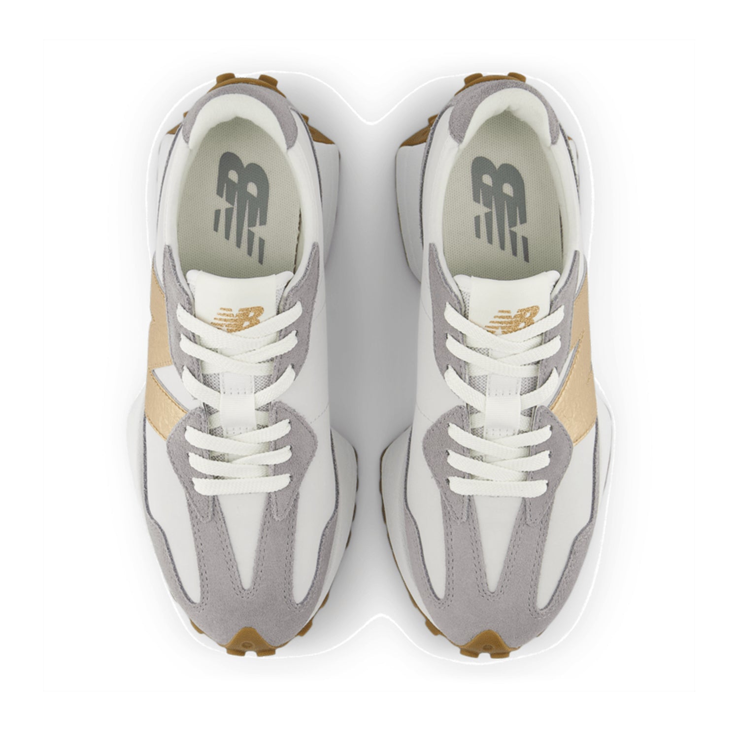 New Balance Women's 327 in Grey Matter/Gold Metallic