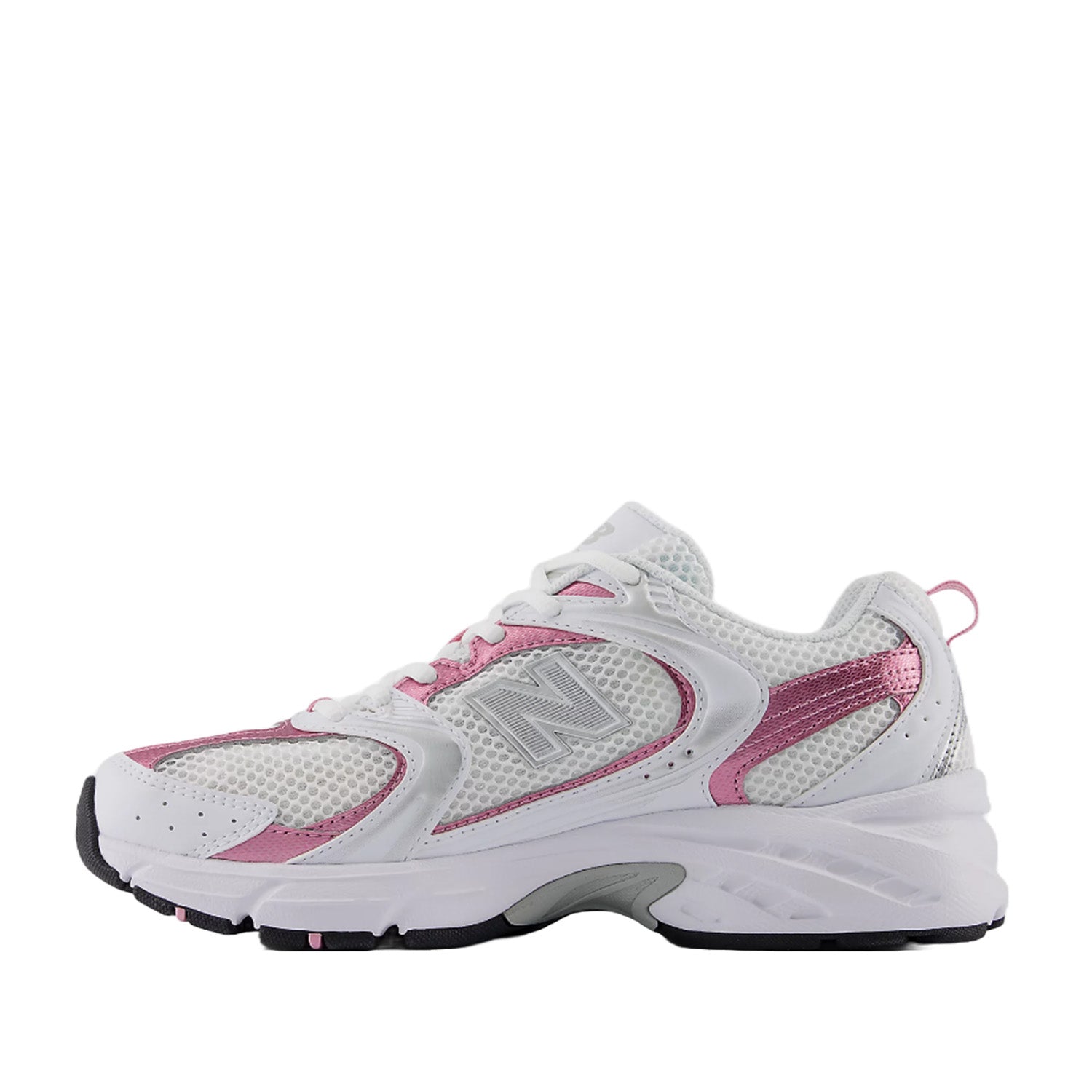 New Balance Unisex 530 in White/Pink Sugar/Silver Metallic
