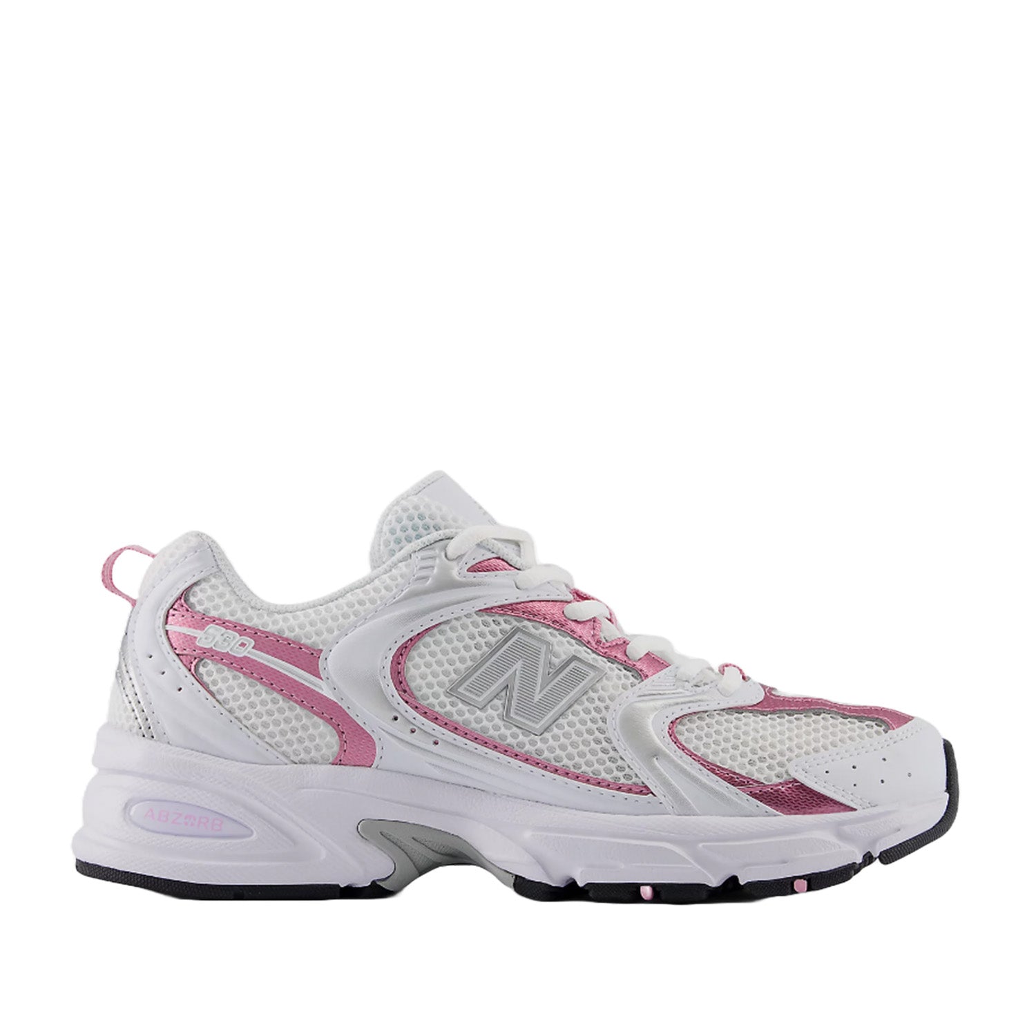 New Balance Unisex 530 in White/Pink Sugar/Silver Metallic
