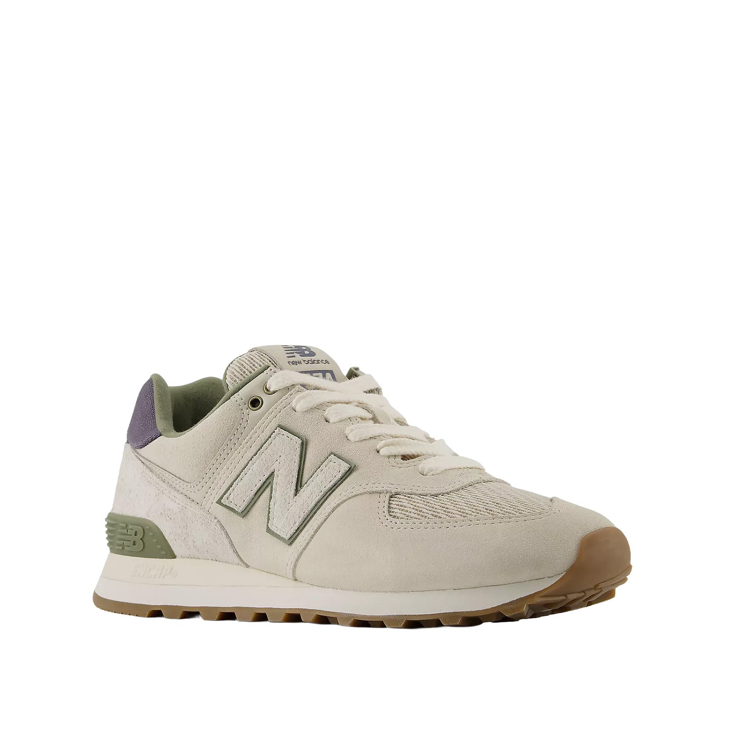 New Balance Unisex 574 in Timberwolf/Dark Olivine