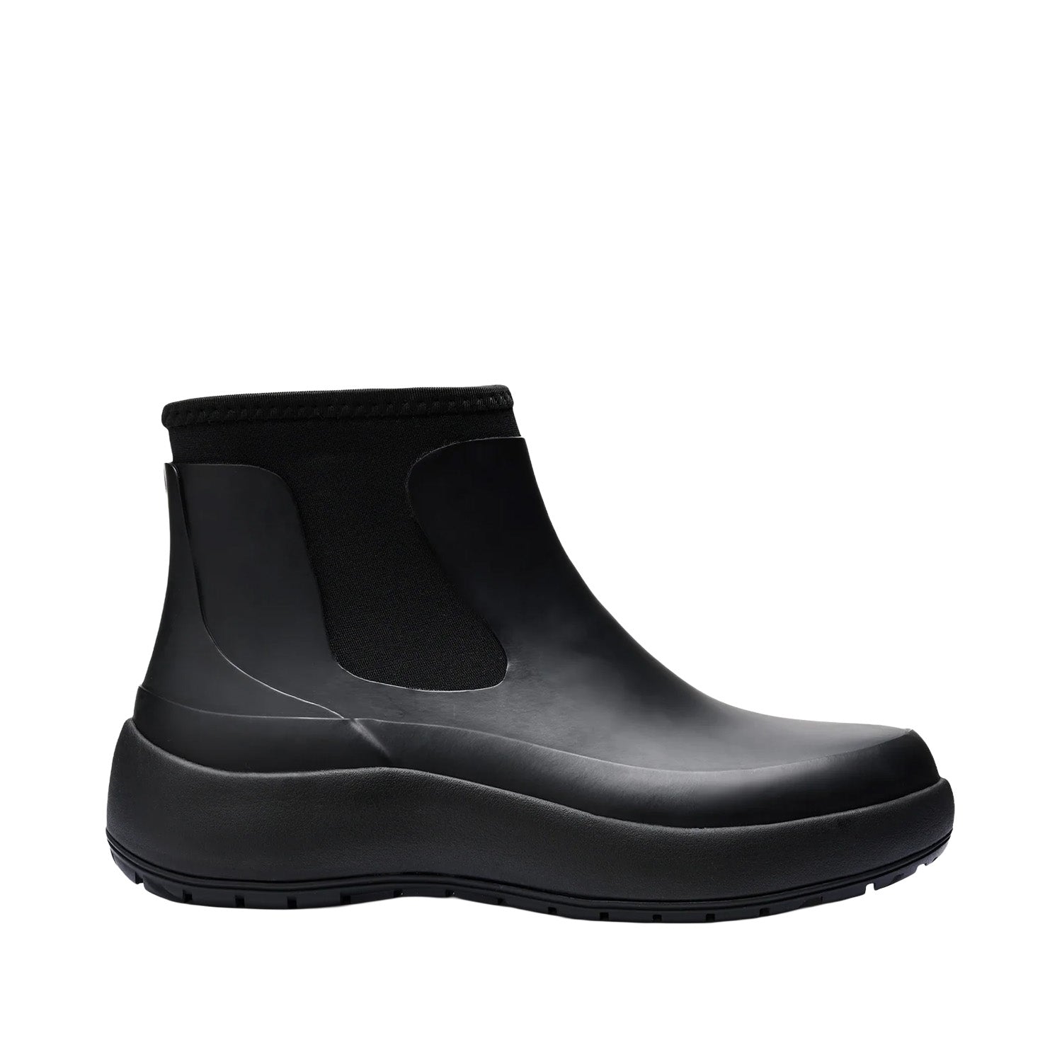 black waterproof boot on a white background