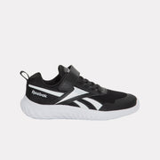 Reebok Kids' Rush Runner 5 Elastic Lace & Top Strap Child  In Black/Black M