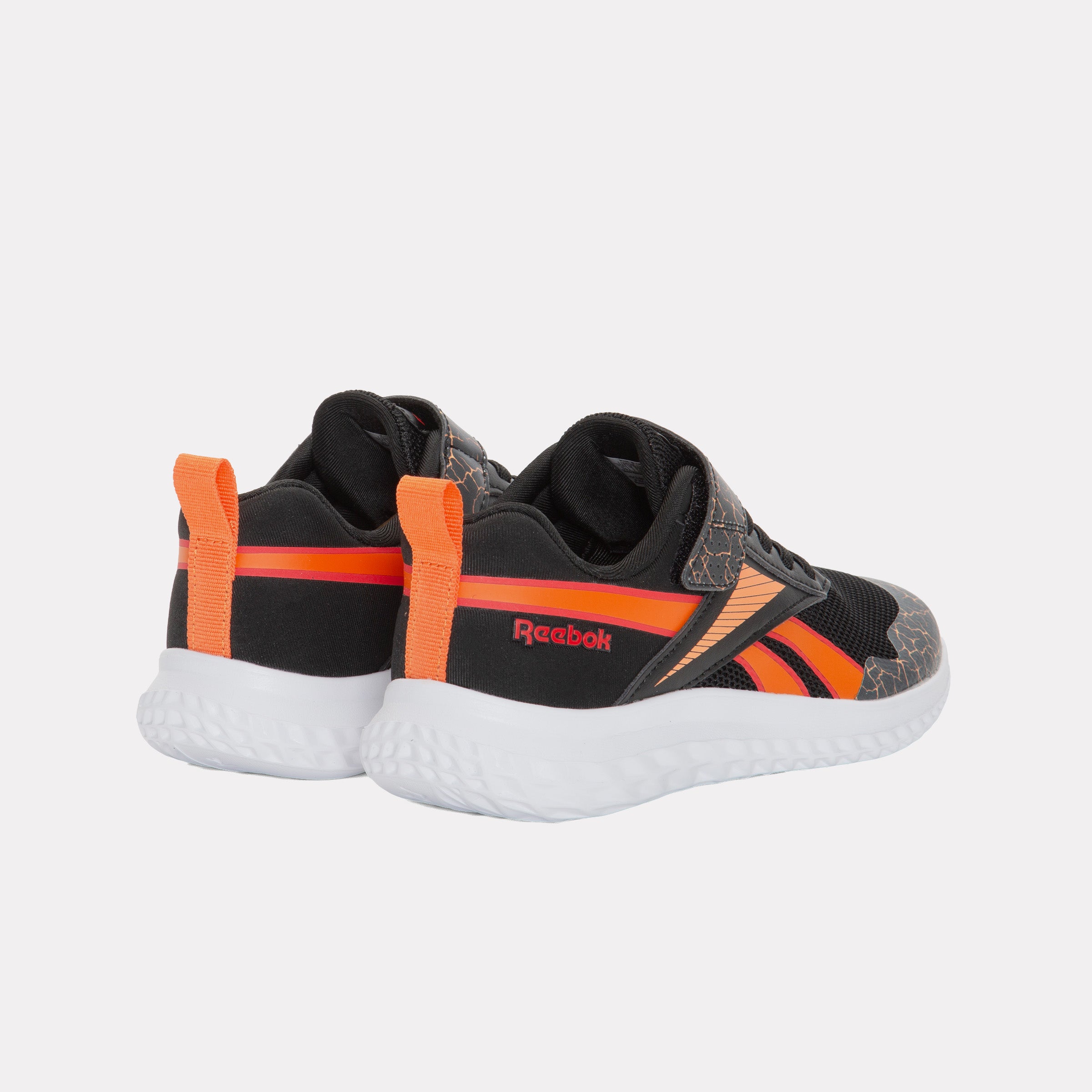 Reebok Kids' Rush Runner 5 Elastic Lace & Top Strap Child  In Black/Orange M