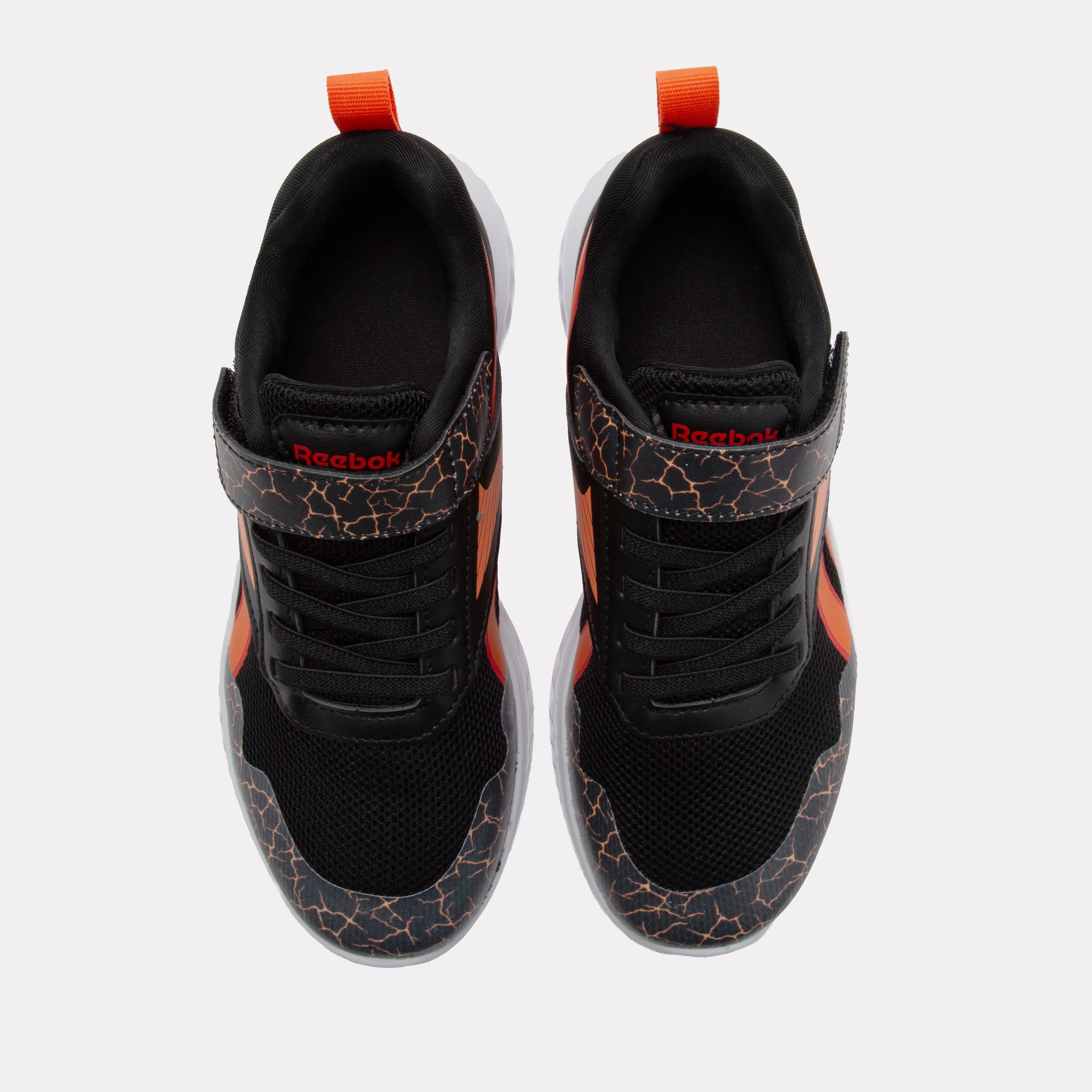 Reebok Kids' Rush Runner 5 Elastic Lace & Top Strap Child  In Black/Orange M