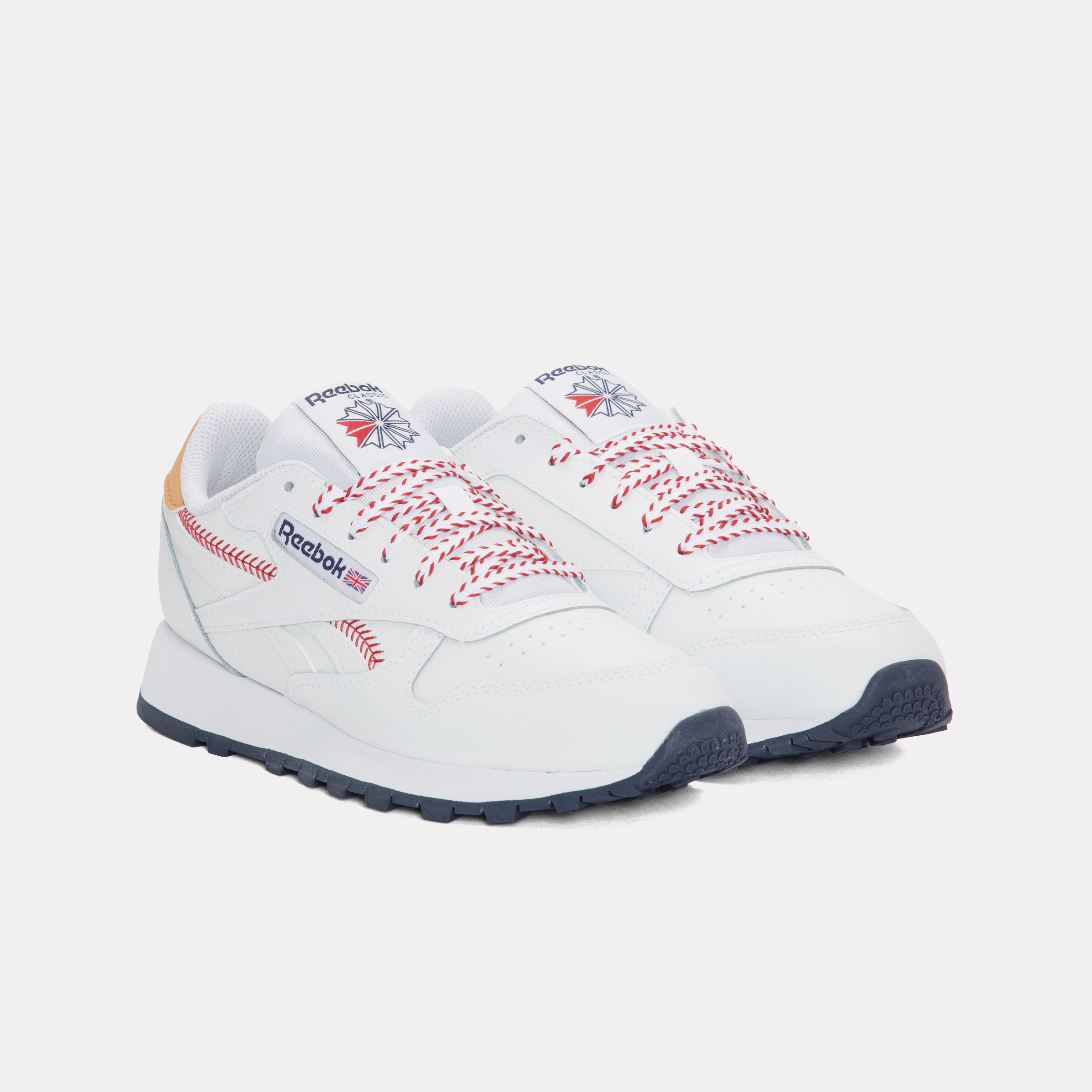 Reebok Kids' Classic Leather Junior  In White/Vectornavy/Flashred M