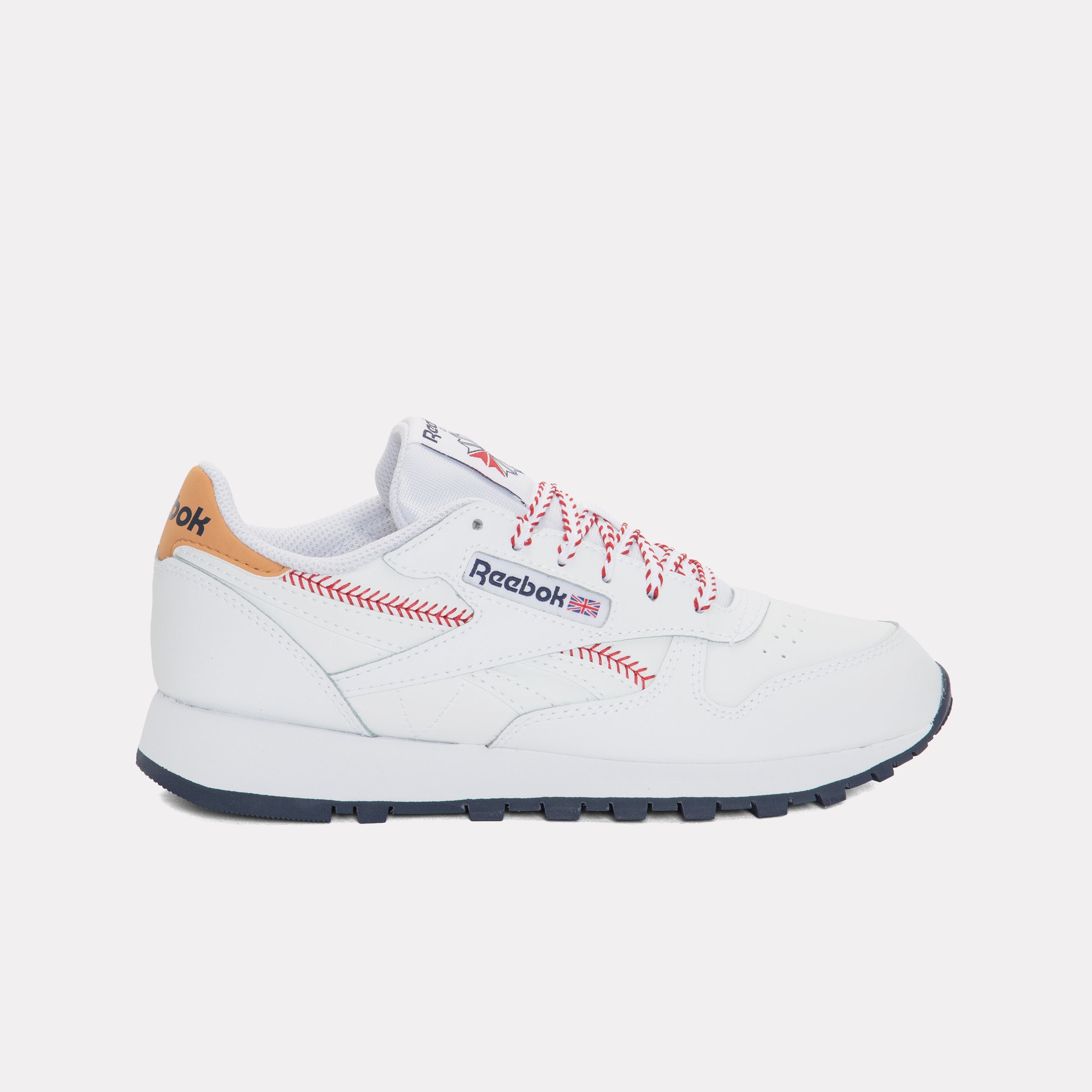 Reebok Kids' Classic Leather Junior  In White/Vectornavy/Flashred M