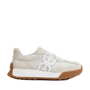 Beige sneaker with white sole on a white background