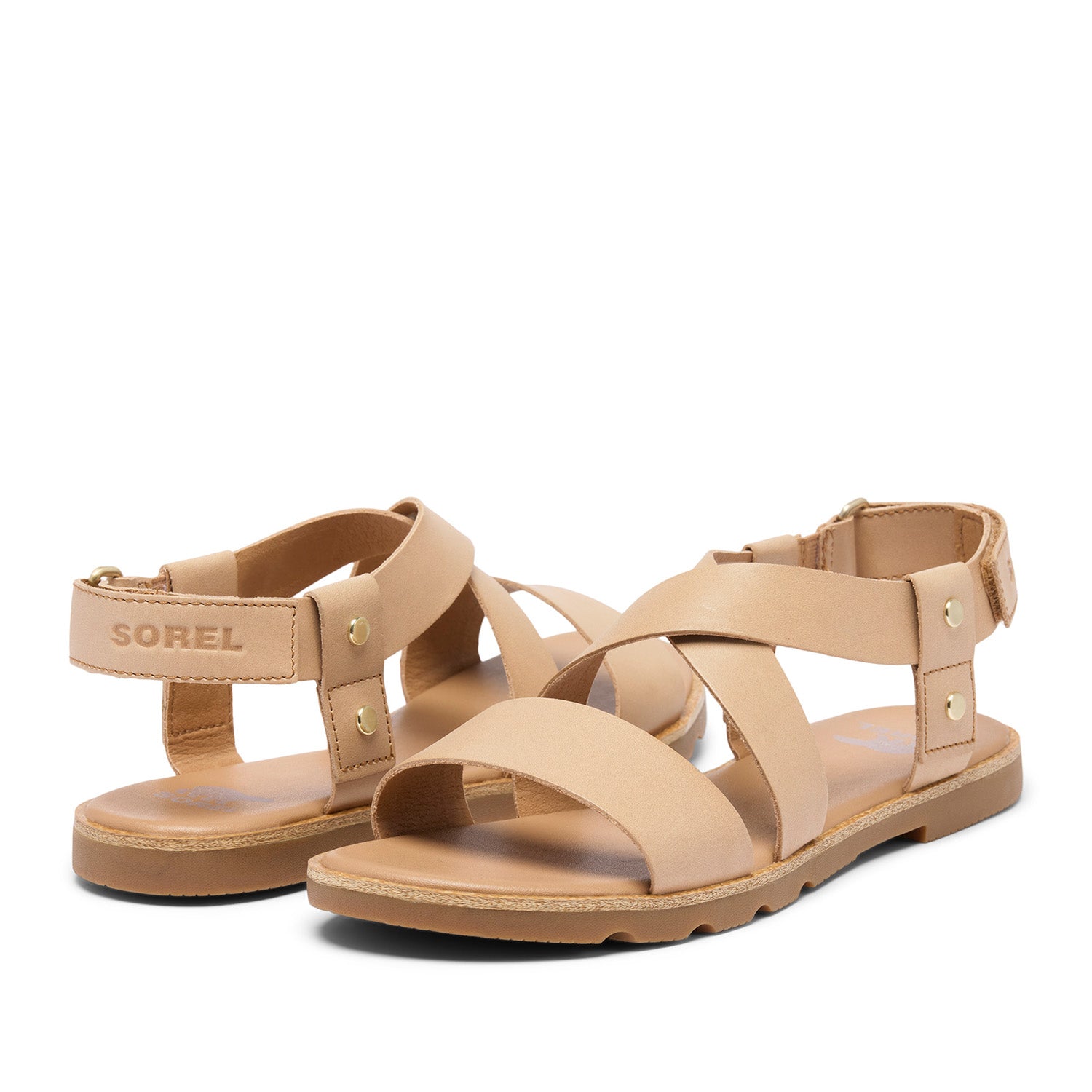 Sorel Women's Ella III Crisscross Sandal in Honest Beige/Gum
