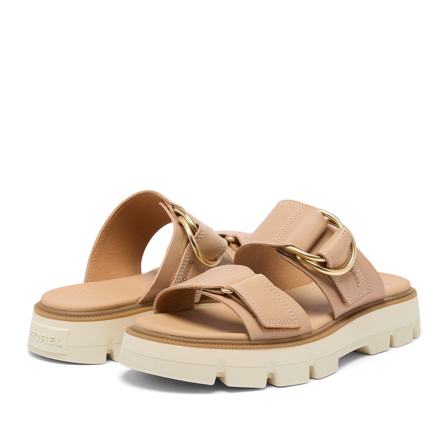 Sorel Women's Rein CB Slide Sandal in Honest Beige/Bleached Ceramic