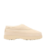 beige nubuck shearling-lined clog on a white background