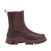 dark reddish brown waterproof leather chelsea boot on a white background