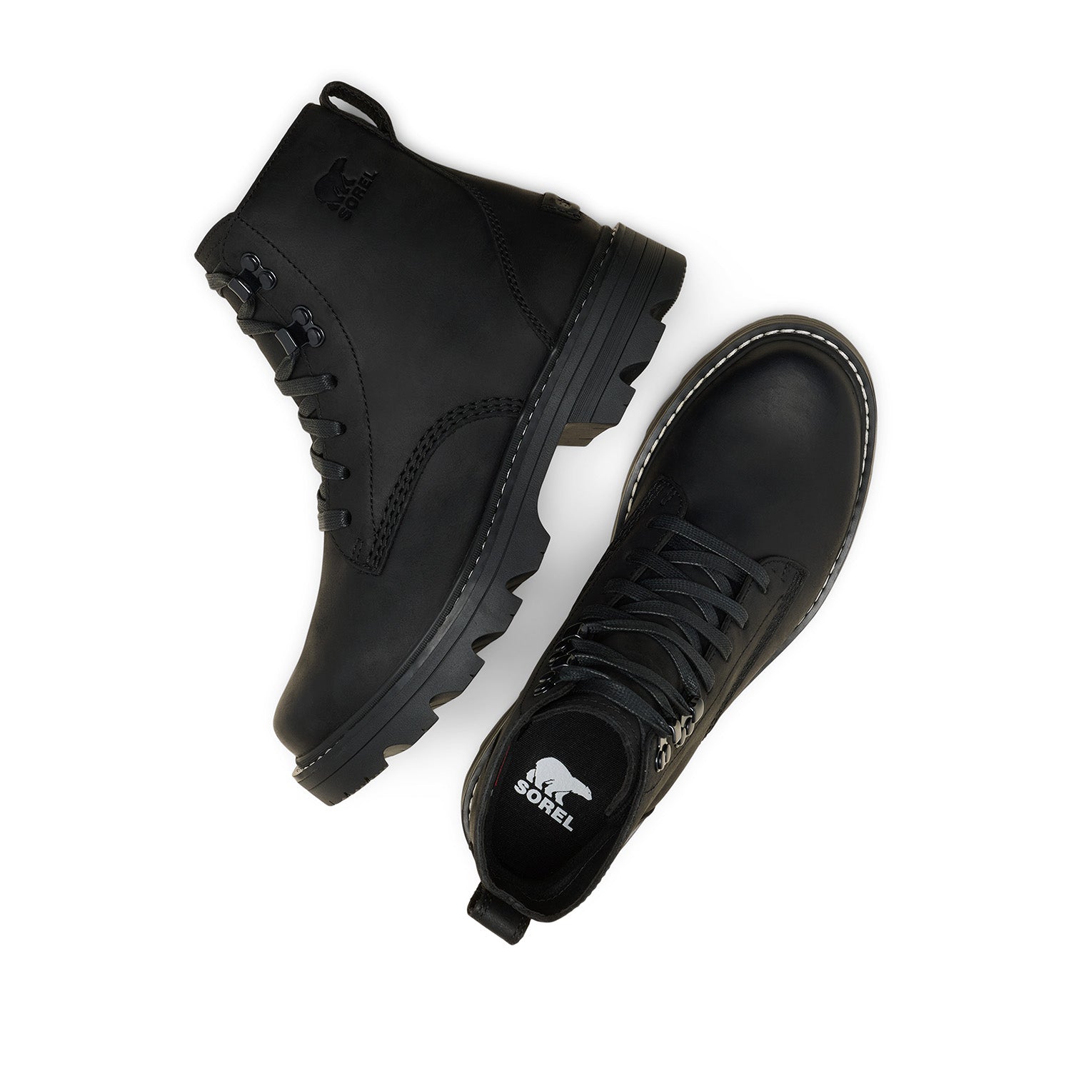 Sorel Women's Revel Road, Boot Lace Wp in Black/Black