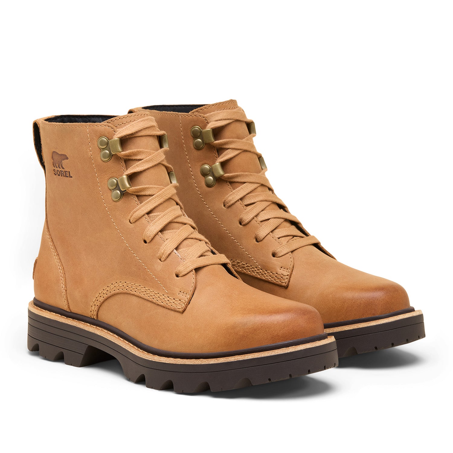 Sorel Women's Revel Road, Boot Lace Wp in Tawny Buff/Blackened Brown