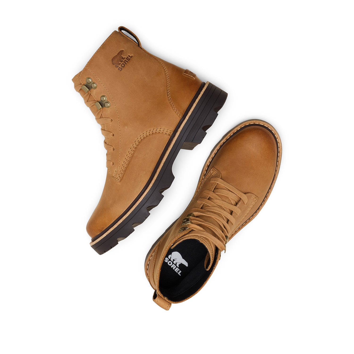 Sorel Women's Revel Road, Boot Lace Wp in Tawny Buff/Blackened Brown