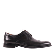 Black dress shoe on a white background