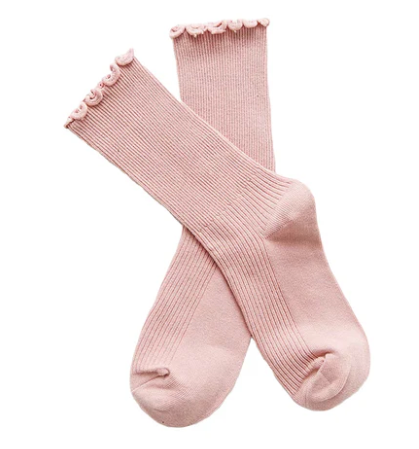 Floof For The Frill Ribbed Tall Sock in Pink
