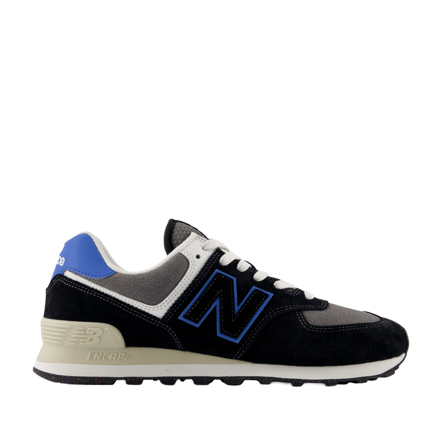New Balance Unisex 574 in Black with Blue Agate