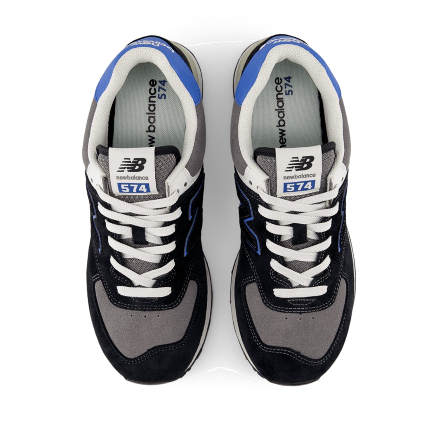 New Balance Unisex 574 in Black with Blue Agate
